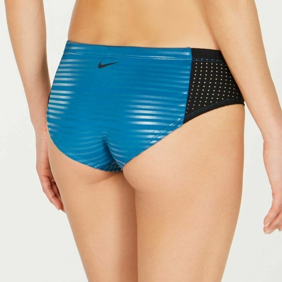 Nike 6:1 Shine Striped Midkini Top & Hipster Bottoms Green Abyss Size XS - Picture 4 of 11